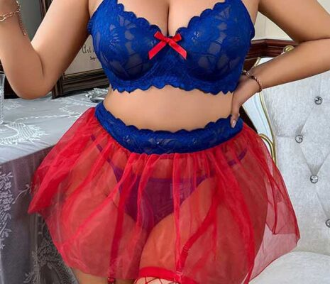 Elegant Lace Top with Transparent Skirt and Thong SL-033