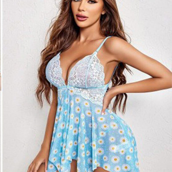Daisy Print Floral Babydoll Lingerie Set SL-006
