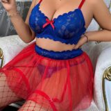 Elegant Lace Top with Transparent Skirt and Thong SL-033