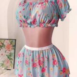 Floral Off-Shoulder Babydoll Lingerie Set SL-026