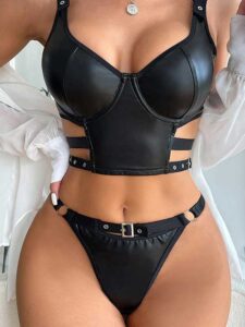 Black 2-Piece Silk Lingerie Set With Adjustable Straps SL-009
