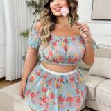 Floral Off-Shoulder Babydoll Lingerie Set SL-026