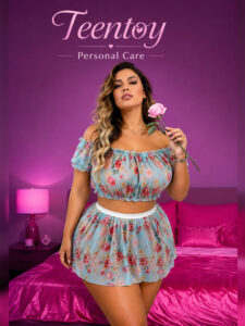 Floral Off-Shoulder Babydoll Lingerie Set