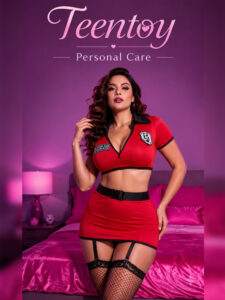 Collared Crop Top & Mini Skirt with Belt Police Roleplay