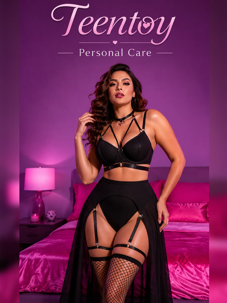 Mesh Lingerie with Garter Straps, Stockings & Flowing Skirt Mesh Lingerie with Garter Straps, Stockings & Flowing Skirt